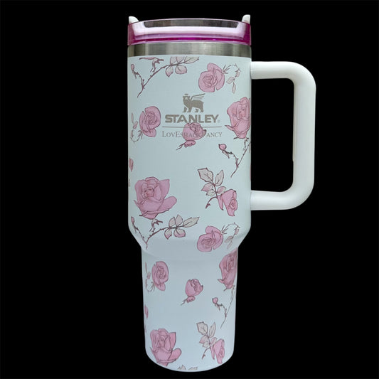 Stainless Steel Tumbler With Flowers Design
